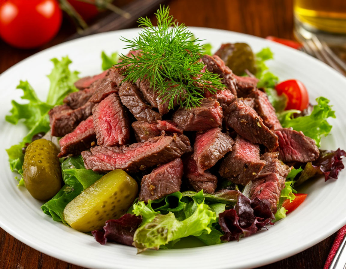 мясной салат рецепт